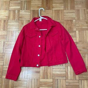 COPY - Red Denim Jacket (Good quality) - Size S - (Tagged zara for exposure)